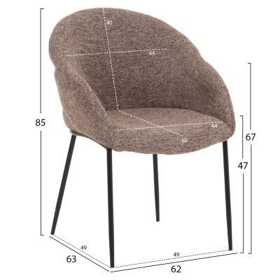 DINING SET 7PCS DRENNY HM10936.03 MDF TOP IN WALNUT--FABRIC IN TAUPE & BLACK METAL LEGS