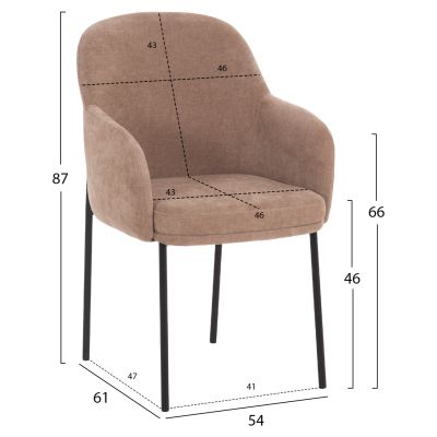 DINING SET 7PCS MANIDO HM10949.03 MDF TOP--FABRIC IN TAUPE & BLACK METAL LEGS