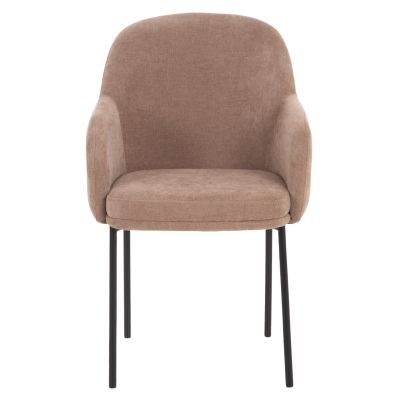 DINING SET 7PCS MANIDO HM10949.03 MDF TOP--FABRIC IN TAUPE & BLACK METAL LEGS