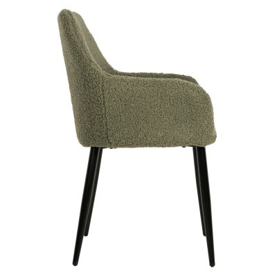 ARMCHAIR SHELLY HM8591.03 TEDDY FABRIC IN PISTACHIO GREEN-BLACK METAL LEGS 57x55x87Hcm.