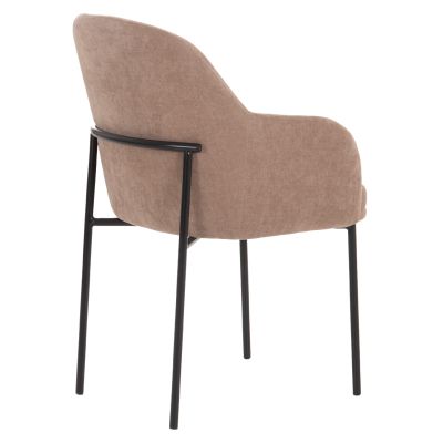 DINING SET 7PCS MANIDO HM10949.03 MDF TOP--FABRIC IN TAUPE & BLACK METAL LEGS