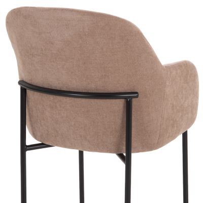 DINING SET 7PCS MANIDO HM10949.03 MDF TOP--FABRIC IN TAUPE & BLACK METAL LEGS