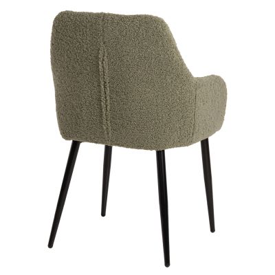 ARMCHAIR SHELLY HM8591.03 TEDDY FABRIC IN PISTACHIO GREEN-BLACK METAL LEGS 57x55x87Hcm.