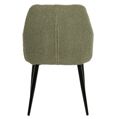 ARMCHAIR SHELLY HM8591.03 TEDDY FABRIC IN PISTACHIO GREEN-BLACK METAL LEGS 57x55x87Hcm.