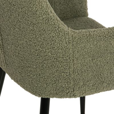 ARMCHAIR SHELLY HM8591.03 TEDDY FABRIC IN PISTACHIO GREEN-BLACK METAL LEGS 57x55x87Hcm.