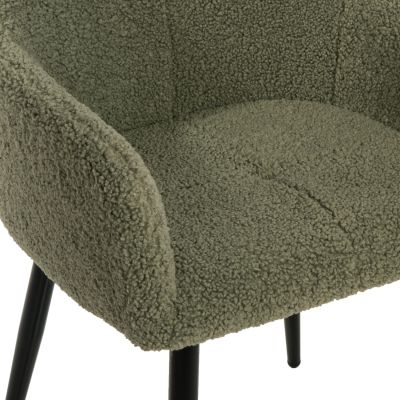 ARMCHAIR SHELLY HM8591.03 TEDDY FABRIC IN PISTACHIO GREEN-BLACK METAL LEGS 57x55x87Hcm.