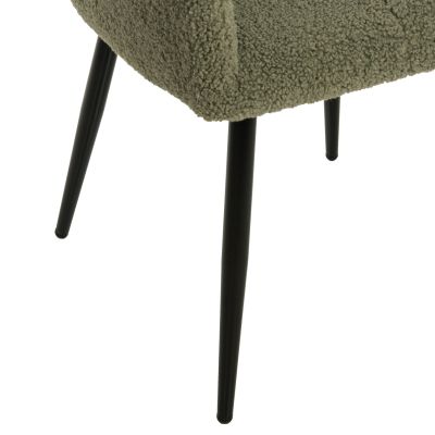 ARMCHAIR SHELLY HM8591.03 TEDDY FABRIC IN PISTACHIO GREEN-BLACK METAL LEGS 57x55x87Hcm.