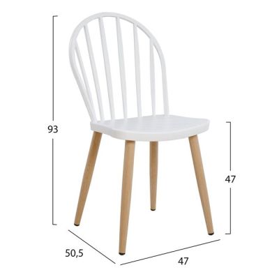 Set 5 pieces Table Sonama & Polypropylene Chairs White with metallic legs HM11025.01