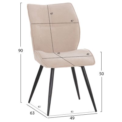 DINING SET 5PCS GAFF HM10955.02 CERAMIC TOP--FABRIC IN BEIGE & BLACK METAL LEGS