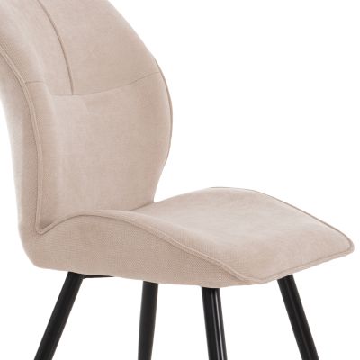 DINING SET 5PCS GAFF HM10955.02 CERAMIC TOP--FABRIC IN BEIGE & BLACK METAL LEGS