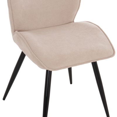 DINING SET 5PCS GAFF HM10955.02 CERAMIC TOP--FABRIC IN BEIGE & BLACK METAL LEGS
