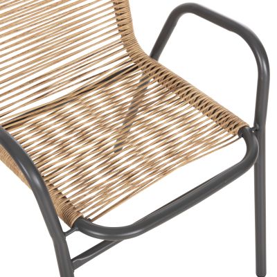 OUTDOOR DINING SET 5PCS AVRIL HM10956.02 GREY METAL--P.E.RATTAN IN NATURAL