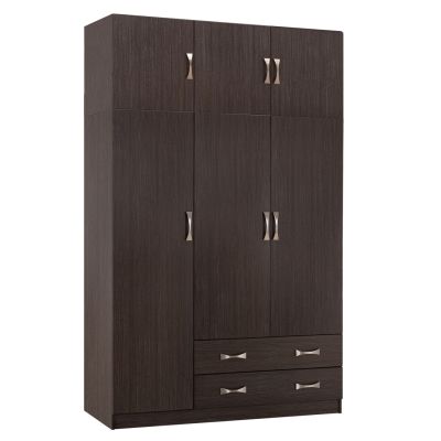 WARDROBE 3-LEAF WITH LOFT CARLY HM10891.01 MELAMINE IN ZEBRANO 150x55x240Hcm
