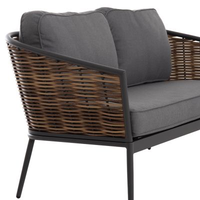 OUTDOOR LOUNGE SET 4PCS CASSIAN HM6552.01 ALUMINUM & CUSHIONS IN GREY--P.E.RATTAN IN BEIGE