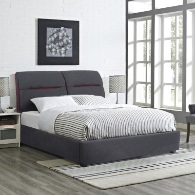 DOUBLE BED WITH MATTRESS KENDRA HM10762 GREY FABRIC--FOR MATTRESS 150x200cm.