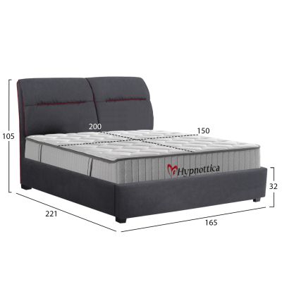 DOUBLE BED WITH MATTRESS KENDRA HM10762 GREY FABRIC--FOR MATTRESS 150x200cm.