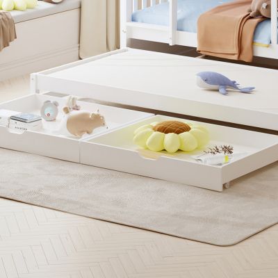 KIDS' BUNK BED WITH MATTRESSES & DRAWERS TRIPLON HM10996 PINE WOOD IN WHITE 207x97x168Hcm.