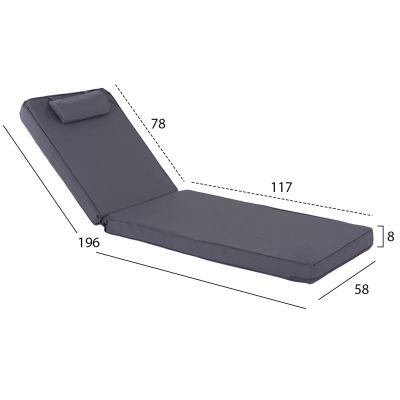 SUNBED CUSHION SIFNOS TEXTLINE GREY HM11236.30T 196(117+1+78)x58x9cm.