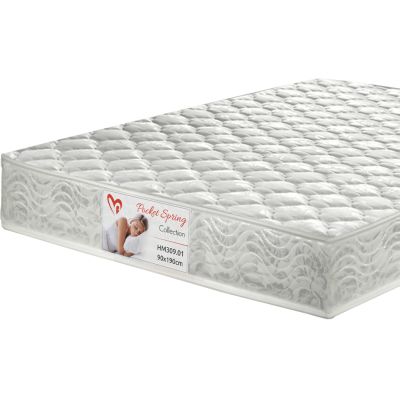 SINGLE BED WITH DRAWER & MATTRESS MELANY HM10745 MELAMINE IN SONAMA/WHITE--FOR 90x190cm.