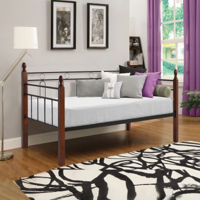 SOFABED WITH MATTRESS REVEN HM10799 METAL & RUBBERWOOD IN DIRTY OAK--MATTRESS 90x190cm.