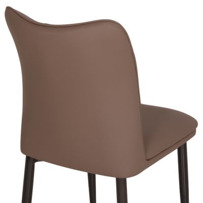 DINING SET 7PCS MINAO HM21362 CERAMIC TOP/MDF LEGS--PU IN COFFEE BROWN/METAL LEGS