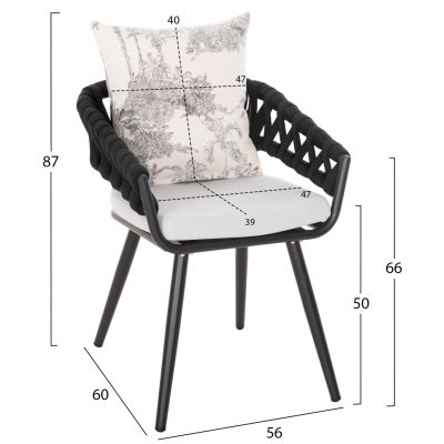 OUTDOOR DINING SET 5PCS CAMDEN HM11001.01 ALUMINUM IN ANTHRACITE--ECRU CUSHIONS