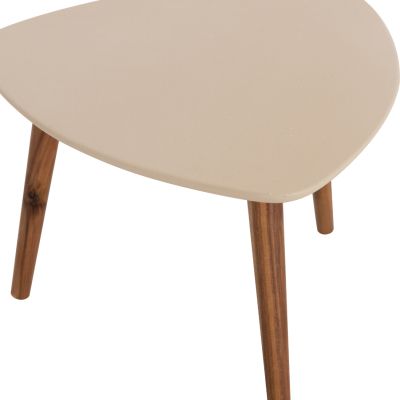 SET 3PCS SIDE TABLES PRANTIS HM10734.02 FIBER CEMENT IN BEIGE--ACACIA WOOD LEGS