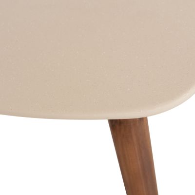 SET 3PCS SIDE TABLES PRANTIS HM10734.02 FIBER CEMENT IN BEIGE--ACACIA WOOD LEGS