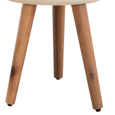 SET 3PCS SIDE TABLES PRANTIS HM10734.02 FIBER CEMENT IN BEIGE--ACACIA WOOD LEGS