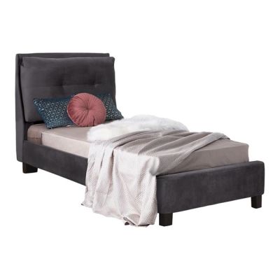 Bed Riley HM561.01, 90x200cm, with fabric velvet Grey