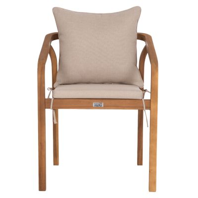 OUTDOOR DINING CHAIR KROLL HM6525 ACACIA WOOD IN NATURAL--CUSHIONS IN LIGHT BEIGE 58.5x60x90Hcm