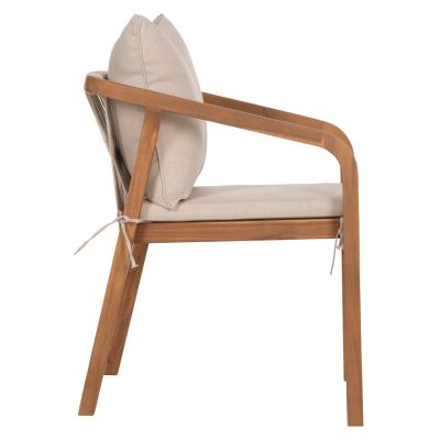 OUTDOOR DINING CHAIR KROLL HM6525 ACACIA WOOD IN NATURAL--CUSHIONS IN LIGHT BEIGE 58.5x60x90Hcm