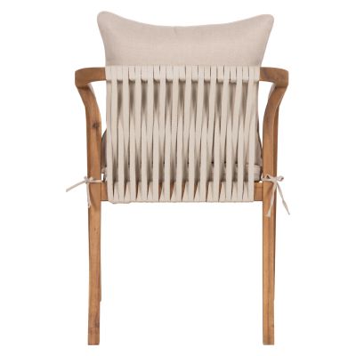OUTDOOR DINING CHAIR KROLL HM6525 ACACIA WOOD IN NATURAL--CUSHIONS IN LIGHT BEIGE 58.5x60x90Hcm