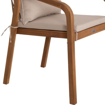 OUTDOOR DINING CHAIR KROLL HM6525 ACACIA WOOD IN NATURAL--CUSHIONS IN LIGHT BEIGE 58.5x60x90Hcm