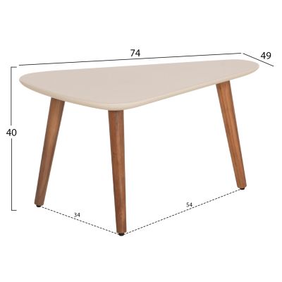 SET 2PCS COFFEE TABLES PRANTIS HM10732.02 FIBER CEMENT IN BEIGE--ACACIA WOOD LEGS