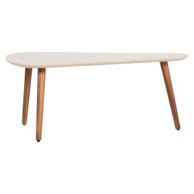 SET 2PCS COFFEE TABLES PRANTIS HM10732.02 FIBER CEMENT IN BEIGE--ACACIA WOOD LEGS