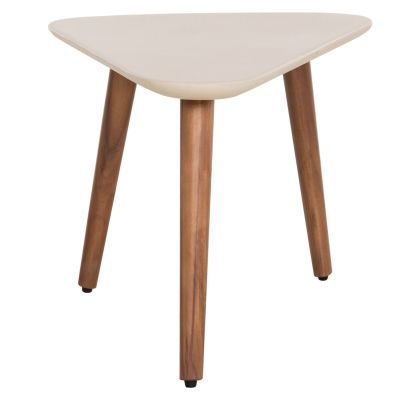 SET 2PCS COFFEE TABLES PRANTIS HM10732.02 FIBER CEMENT IN BEIGE--ACACIA WOOD LEGS