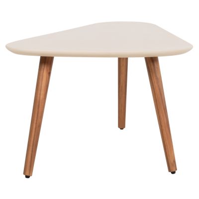 SET 2PCS COFFEE TABLES PRANTIS HM10732.02 FIBER CEMENT IN BEIGE--ACACIA WOOD LEGS