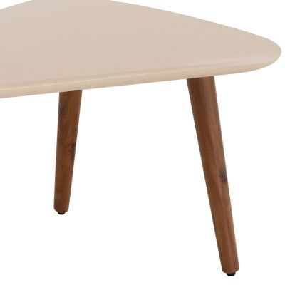 SET 2PCS COFFEE TABLES PRANTIS HM10732.02 FIBER CEMENT IN BEIGE--ACACIA WOOD LEGS