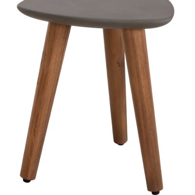 SET 3PCS SIDE TABLES PRANTIS HM10734.01 FIBER CEMENT IN GREY--ACACIA WOOD LEGS