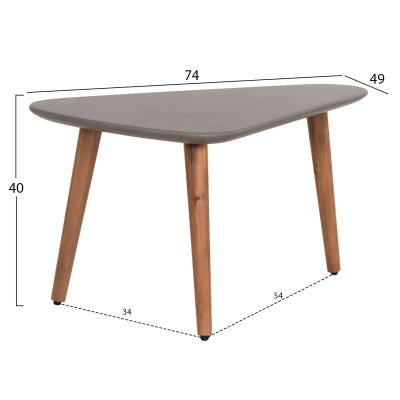 SET 2PCS COFFEE TABLES PRANTIS HM10732.01 FIBER CEMENT IN GREY--ACACIA WOOD LEGS