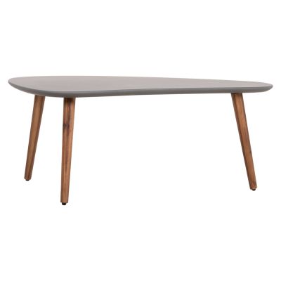 SET 2PCS COFFEE TABLES PRANTIS HM10732.01 FIBER CEMENT IN GREY--ACACIA WOOD LEGS