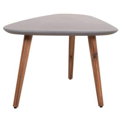 SET 2PCS COFFEE TABLES PRANTIS HM10732.01 FIBER CEMENT IN GREY--ACACIA WOOD LEGS