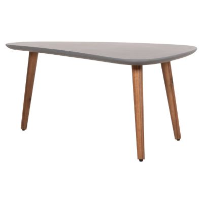 SET 2PCS COFFEE TABLES PRANTIS HM10732.01 FIBER CEMENT IN GREY--ACACIA WOOD LEGS