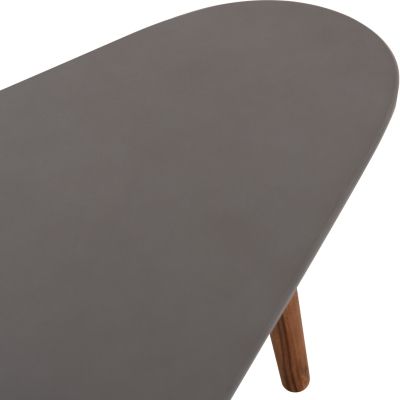 SET 2PCS COFFEE TABLES PRANTIS HM10732.01 FIBER CEMENT IN GREY--ACACIA WOOD LEGS