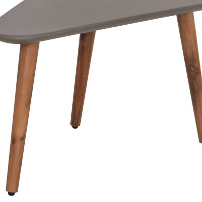 SET 2PCS COFFEE TABLES PRANTIS HM10732.01 FIBER CEMENT IN GREY--ACACIA WOOD LEGS