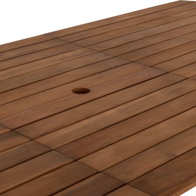 EXTENDABLE DINING TABLE WITH UMBRELLA HOLE FEY HM6519 ACACIA WOOD--NATURAL 180/240x100x74Hcm.