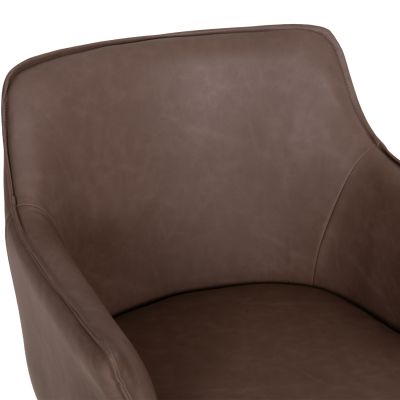 DINING SET 7PCS MELLOW HM21361 CERAMIC TOP/MDF LEGS--PU IN BROWN/METAL LEGS