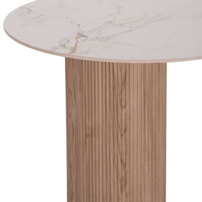 DINING SET 7PCS MELLOW HM21361 CERAMIC TOP/MDF LEGS--PU IN BROWN/METAL LEGS