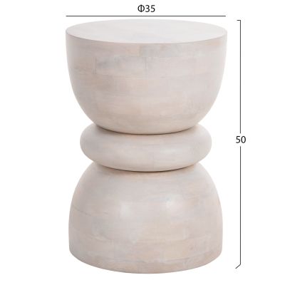 STOOL ROUND COIL HM9703 SOLID MANGO WOOD IN WHITE COLOR Φ35x51Hcm.